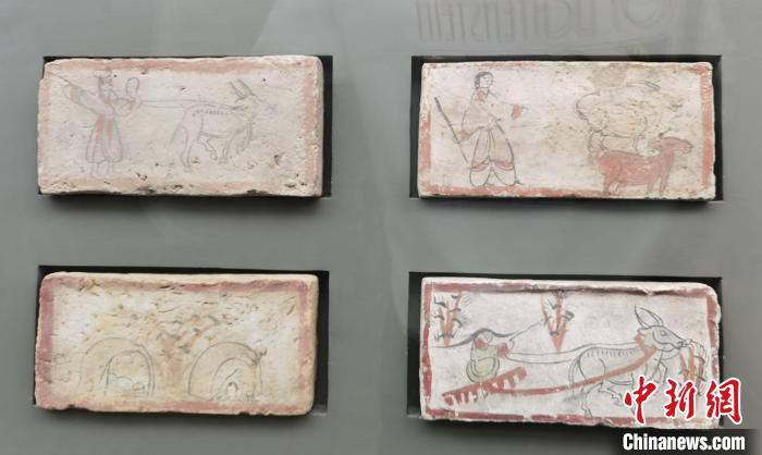 圖為嘉峪關(guān)長城博物館館藏文物魏晉墓彩繪畫像磚中豐富多彩的古代農(nóng)牧業(yè)生產(chǎn)活動。(資料圖) 丁思 攝