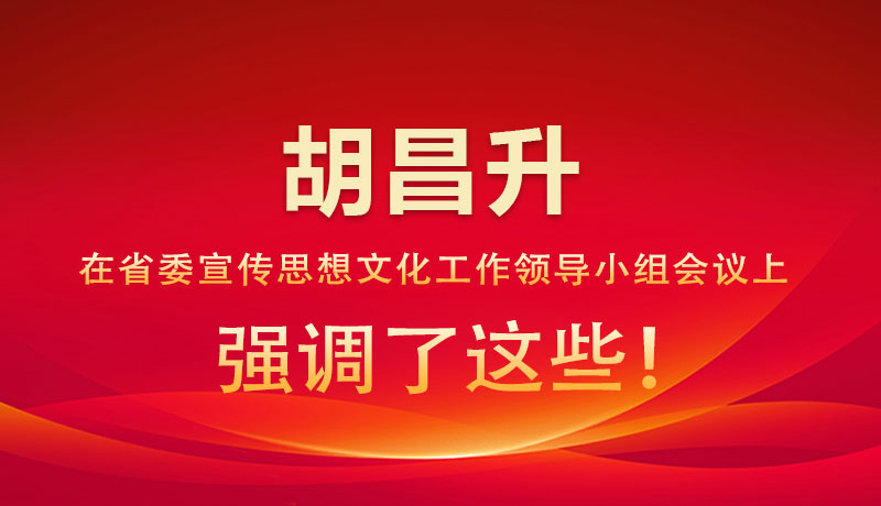 圖解|胡昌升在省委宣傳思想文化工作領(lǐng)導(dǎo)小組會(huì)議上強(qiáng)調(diào)了這些！